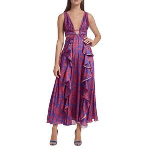 PatBO Pua Printed Cut Out Maxi Dress Size Small